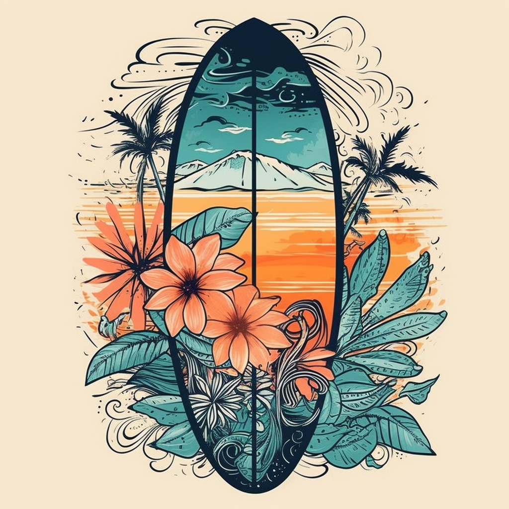 Okrągła naklejka Sunkissed Deska surfingowa