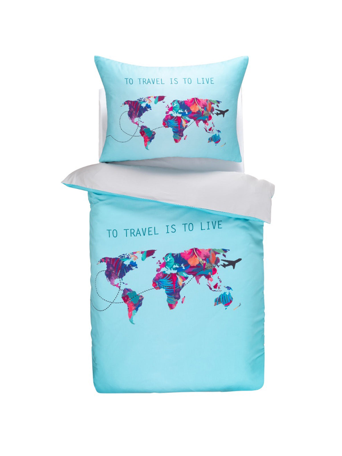 Výhodná sada Saténové povlečení + osuška TRAVEL THE WORLD