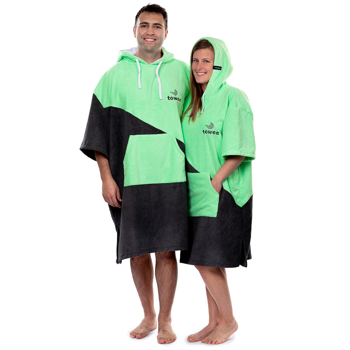 Surfingowe ponczo Double zielone, 80 x 115 cm